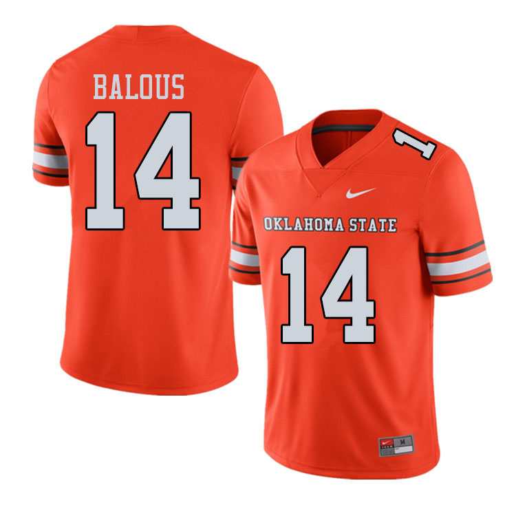 Men #14 Bryce Balous Oklahoma State Cowboys College Football Jerseys Sale-Alternate Orange - Click Image to Close